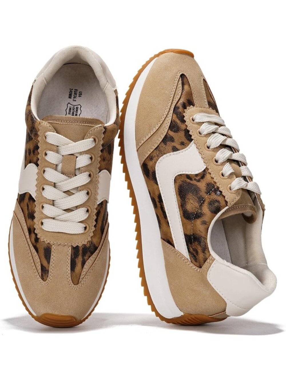 Project Cloud Women's Madison Leopard Closed Toe Lightweight Lace Up Sneakers